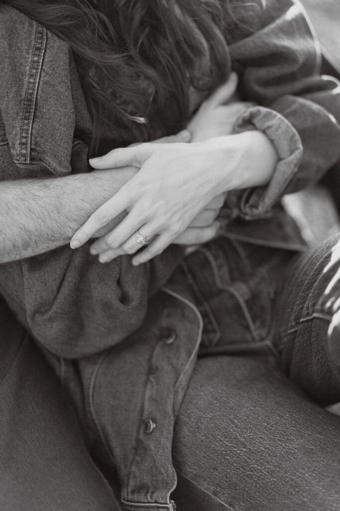 Romantic engagement photo of a couple at Seven Islands Park near Knoxville, TN