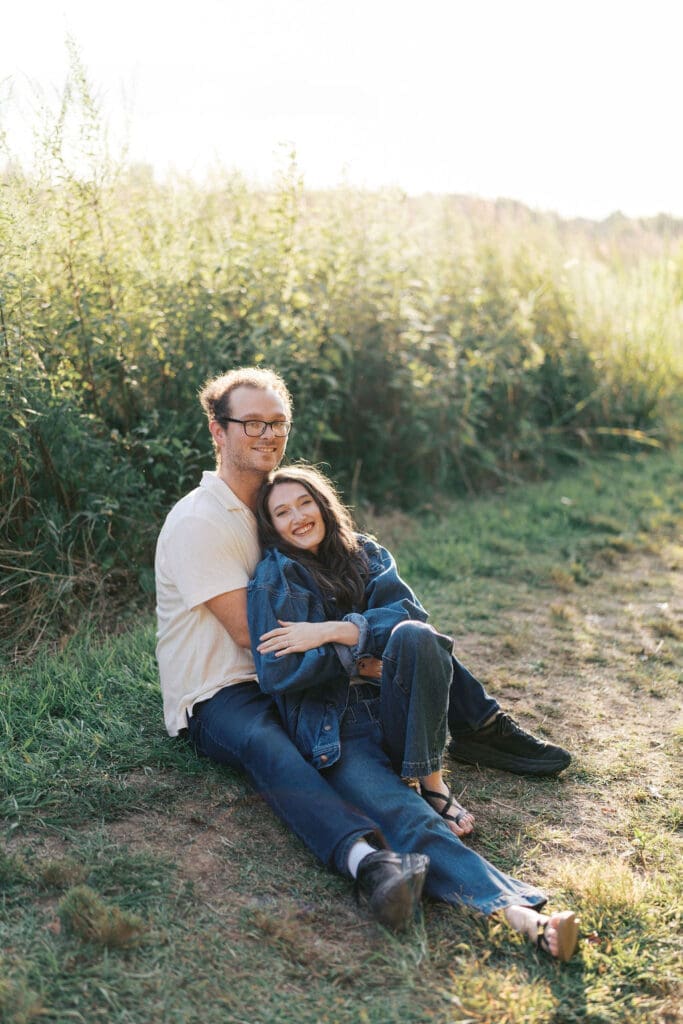 Sunset engagement photo at Seven Islands State Park in Knoxville, TN