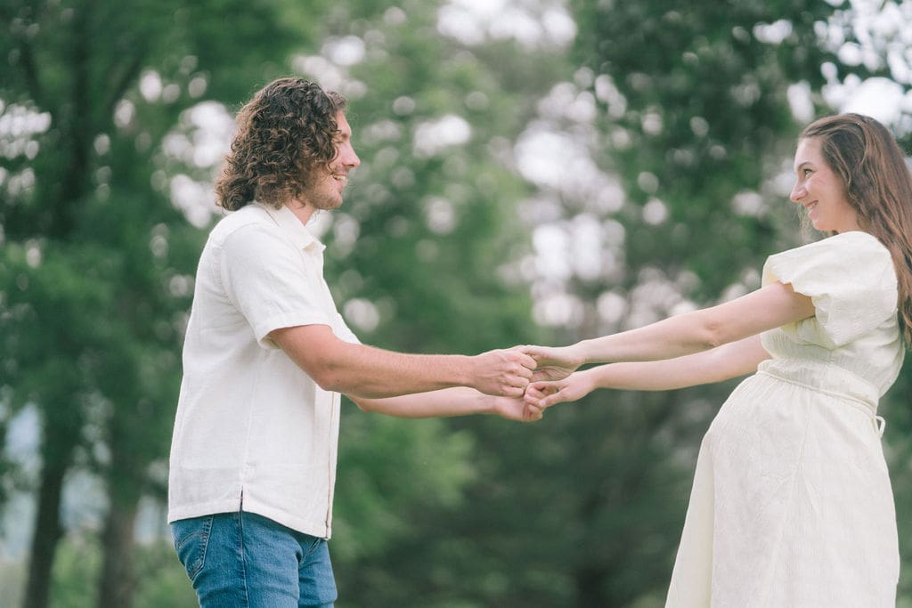 maternity session with trees at Cove Lake State Park near Knoxville, Tennessee
